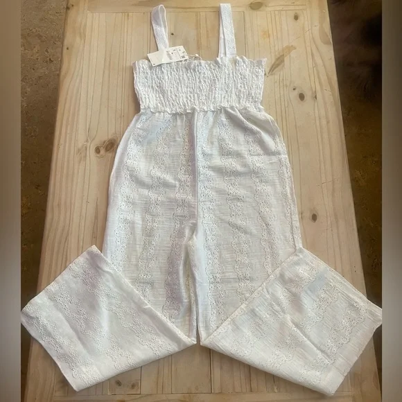 Zara NWT Embroidered Eyelet Cropped Jumpsuit - Picture 6 of 13
